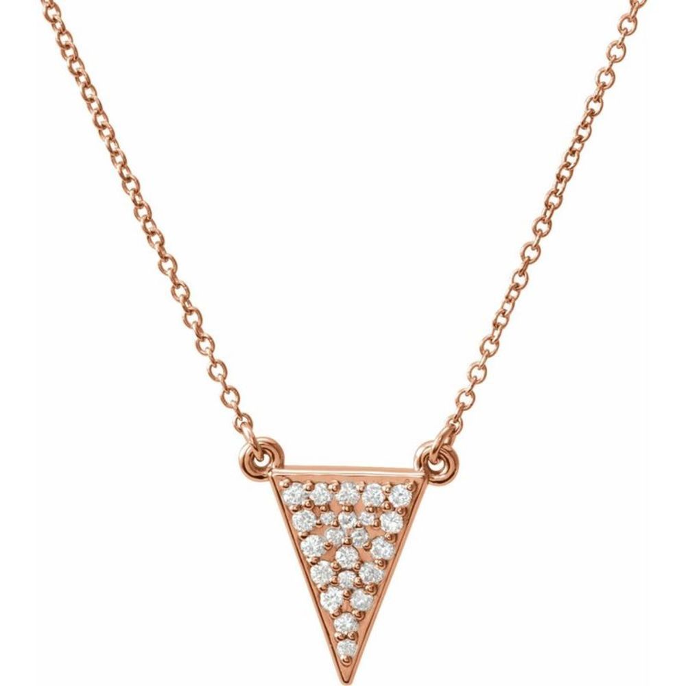 14k Rose Gold 1/5 Ctw Diamond Triangle Necklace, 16.5 Inch